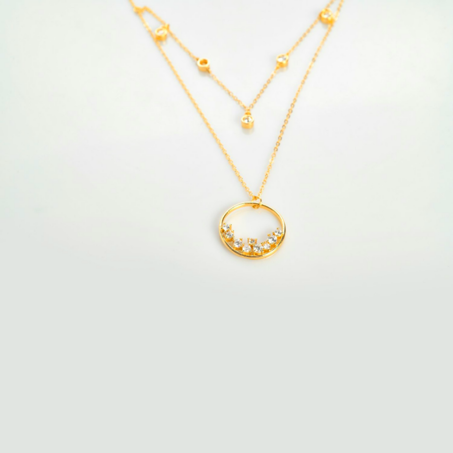 Double Chain Crystals Necklace - CA