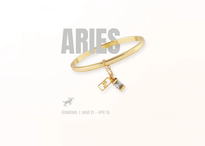 Aries Zodiac Bangle Bracelet