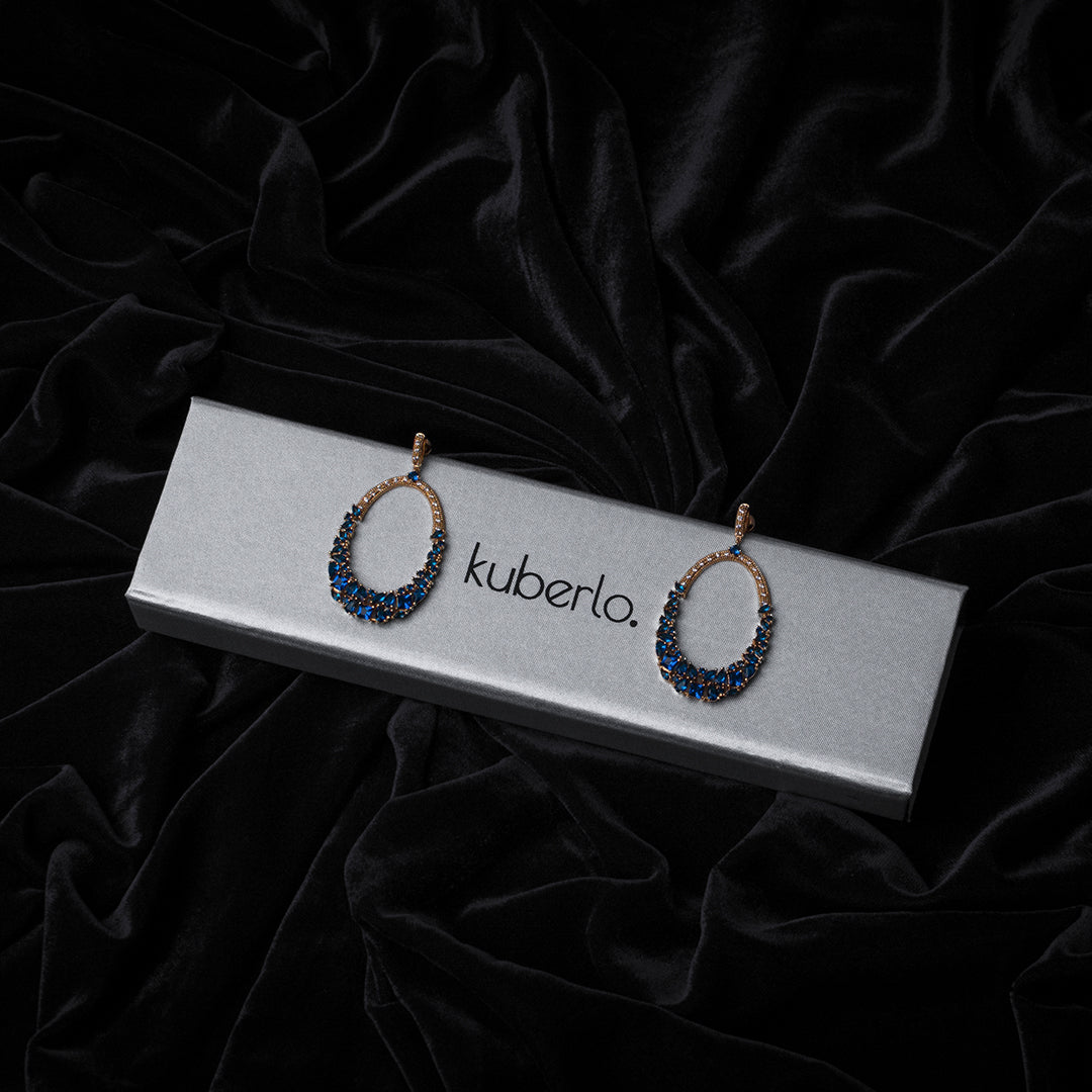 Gift Kanoor Dangler earrings  (Blue) - Kuberlo - Best Gift for - Imitation Jewellery - Designer Jewellery - one gram gold - fashion jewellery