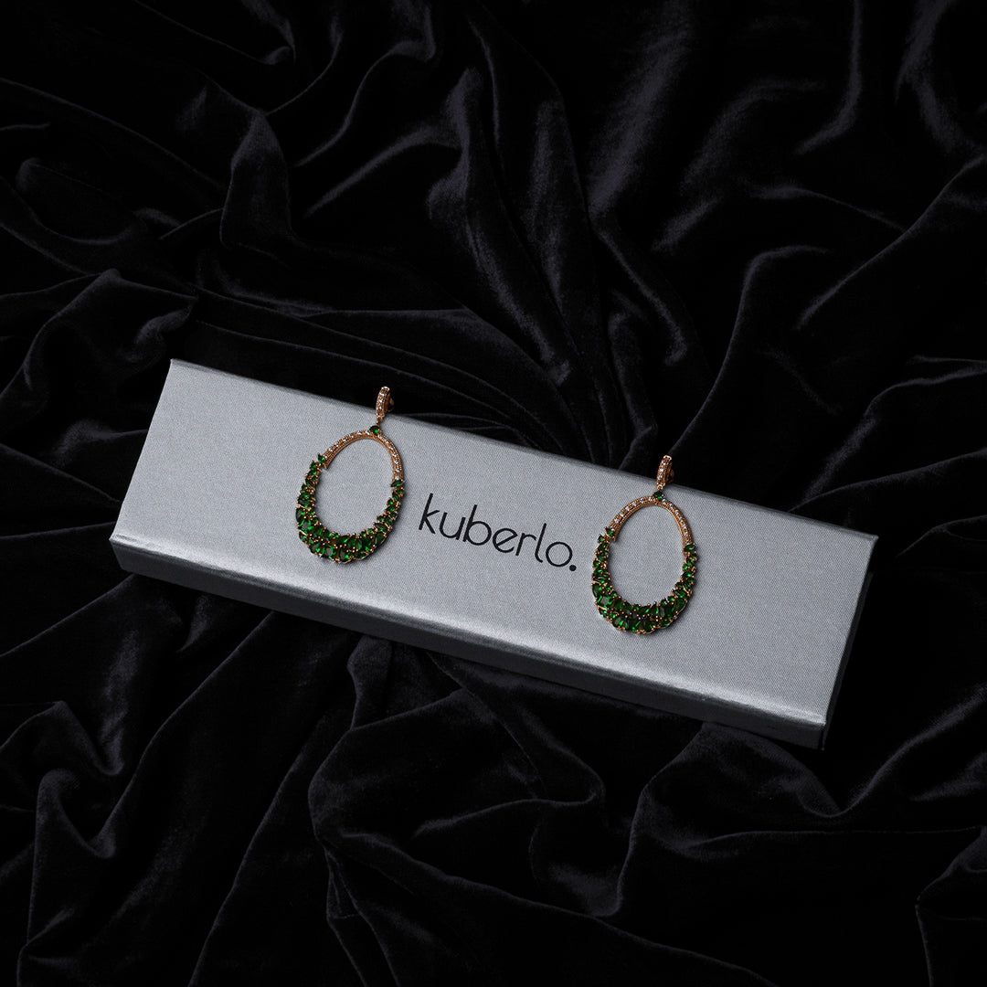 Gift Kanoor Emerald Dangler earrings - Kuberlo - Best Gift for - Imitation Jewellery - Designer Jewellery - one gram gold - fashion jewellery