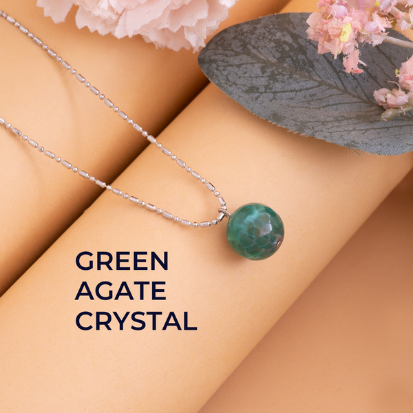 Dark Green Agate Crystal Pendant Set