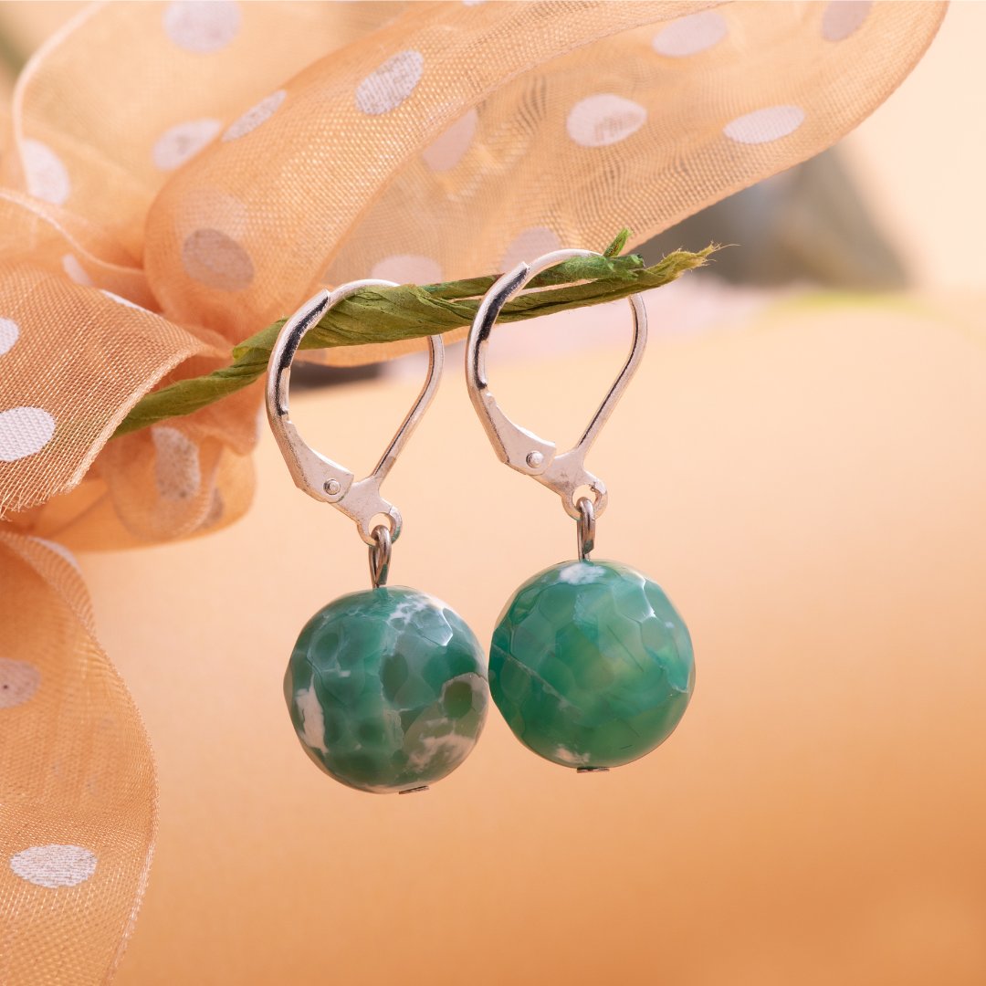 Dark Green Agate Crystal Pendant Set