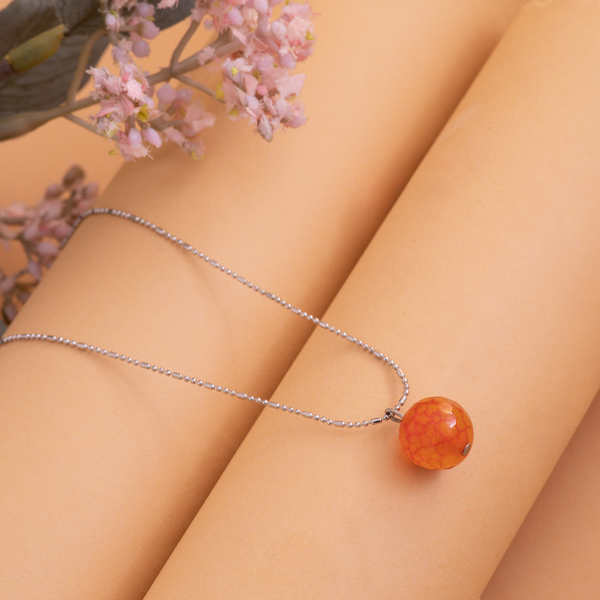 Fire Orange Agate Crystal Pendant Set
