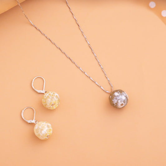 Peach Agate crystal Pendant Set