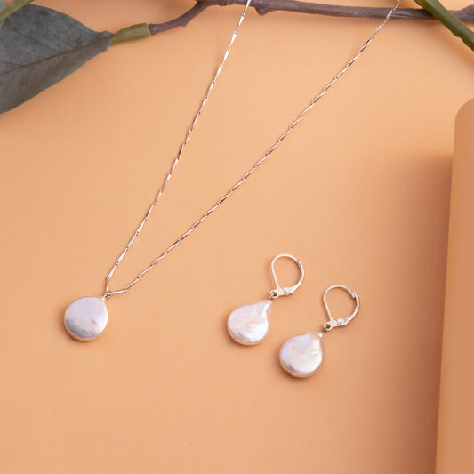 Drop Pearl Pendant Set