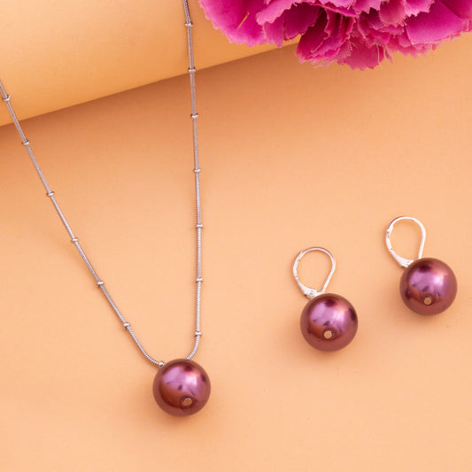 Magenta Agate Crystal Pendant Set