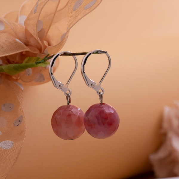 Light Pink Agate Crystal Pendant Set