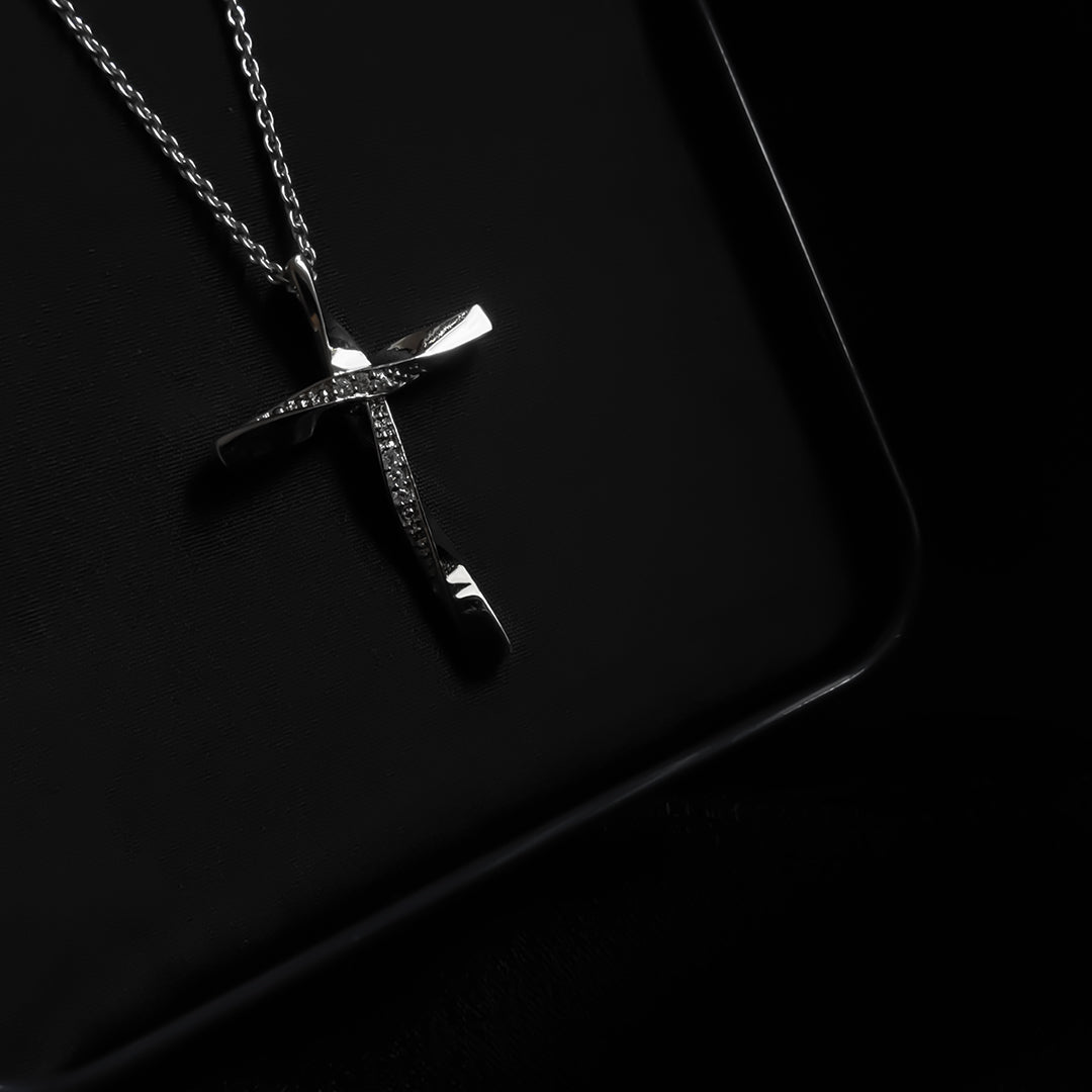 Jesus Cross Pendant (Silver Plating, Crystals)
