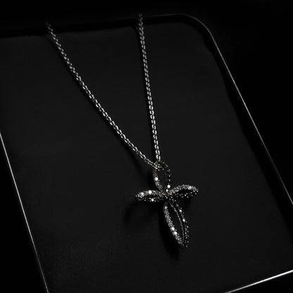 Jesus Cross Pendant (Black Crystals)