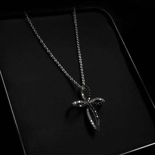 Jesus Cross Pendant (Black Crystals)