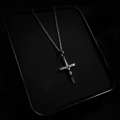 Jesus Cross Pendant (White Gold Plating)
