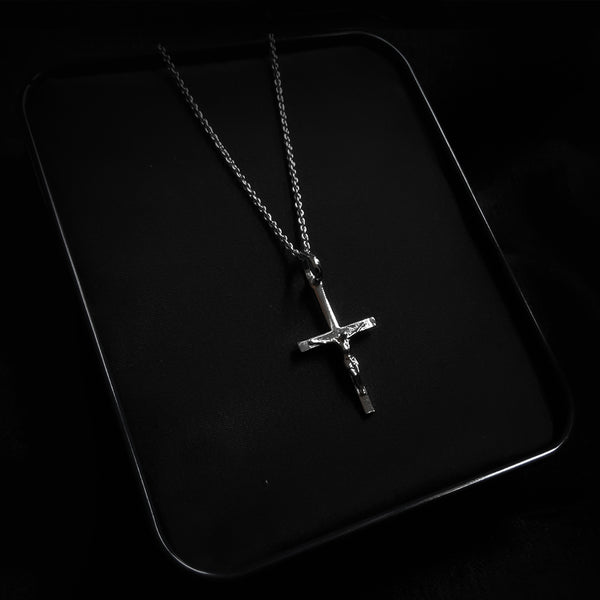 Jesus Cross Pendant (White Gold Plating)