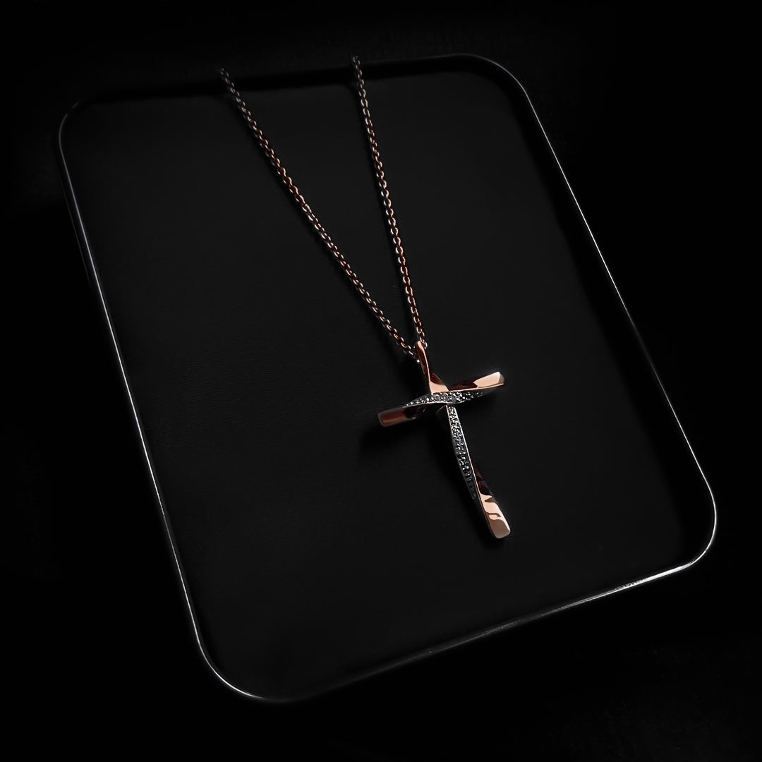 Jesus Cross Pendant - Rose Gold Plating