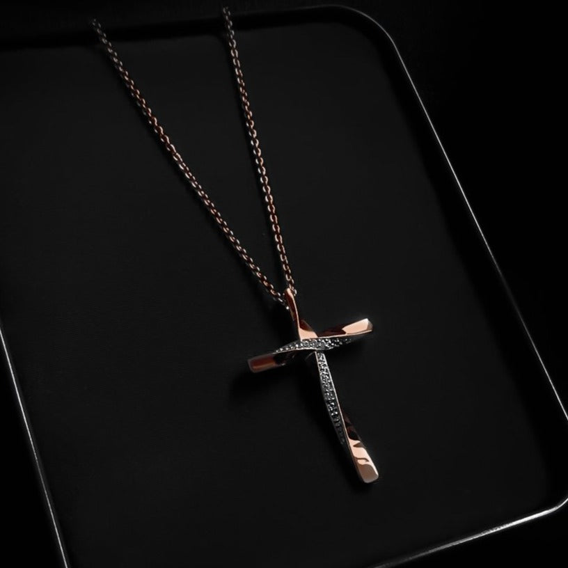 Jesus Cross Pendant - Rose Gold Plating