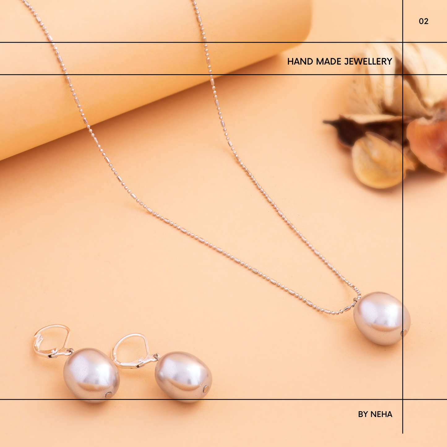 Grey Pearl Pendant Set