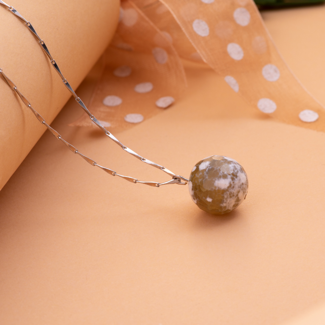 Peach Agate crystal Pendant Set