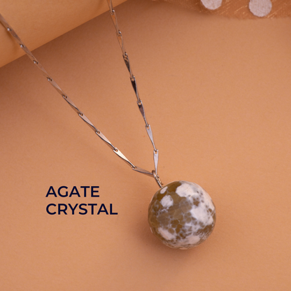 Peach Agate crystal Pendant Set