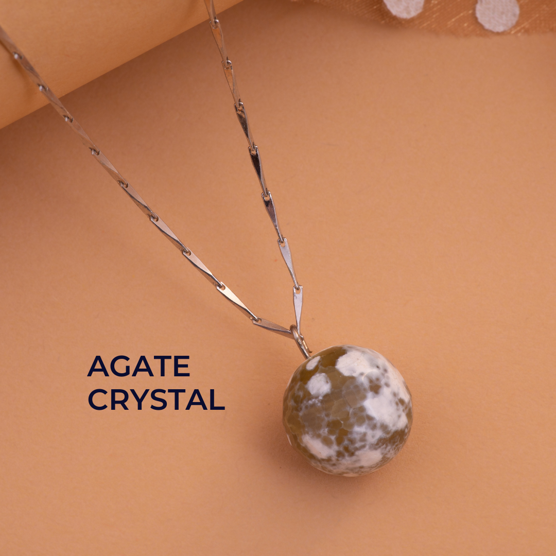 Peach Agate crystal Pendant Set