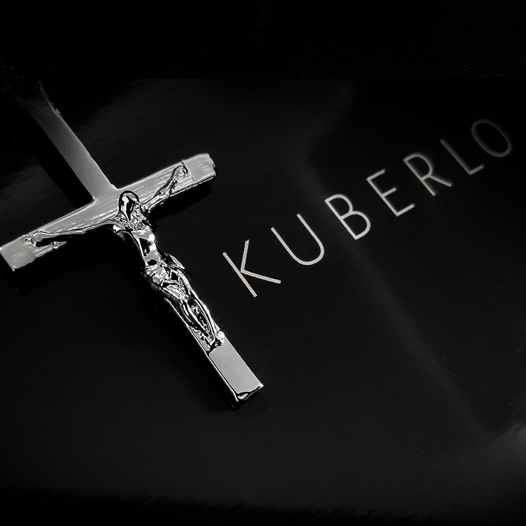 Jesus Cross Pendant (White Gold Plating)