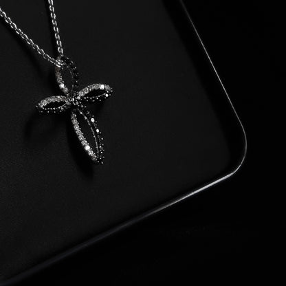 Jesus Cross Pendant (Black Crystals)