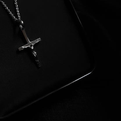 Jesus Cross Pendant (White Gold Plating)