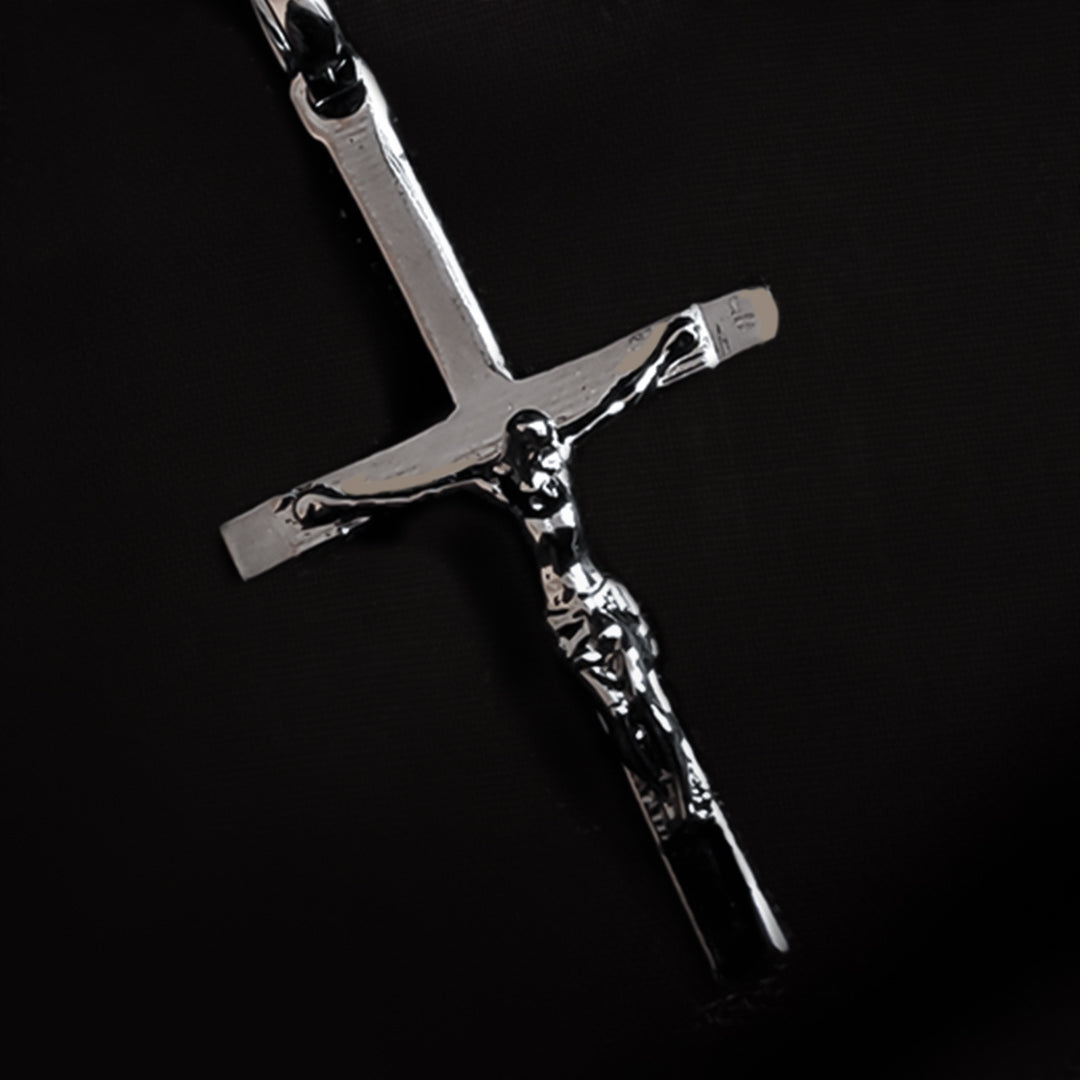 Jesus Cross Pendant (White Gold Plating)
