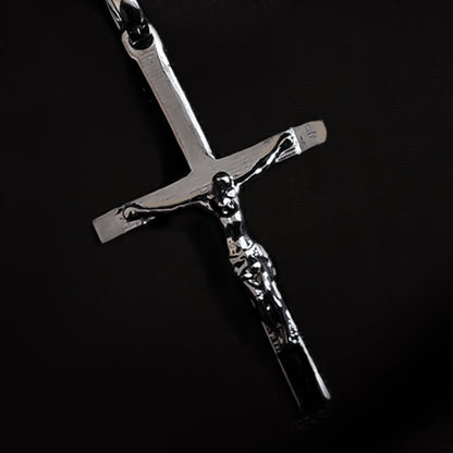 Jesus Cross Pendant (White Gold Plating)