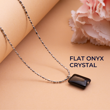 Black Flat Onyx Crystal Pendant Set