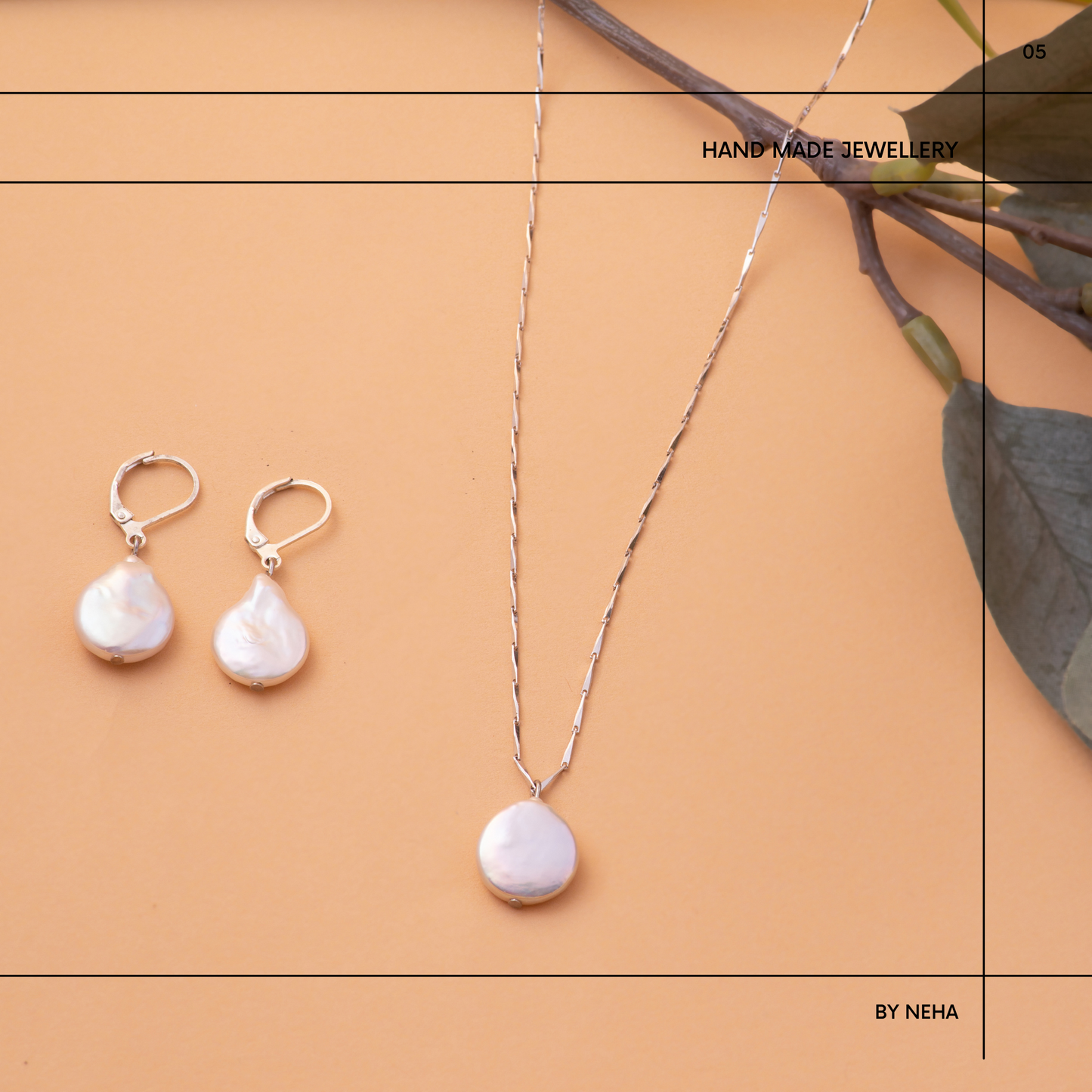 Drop Pearl Pendant Set