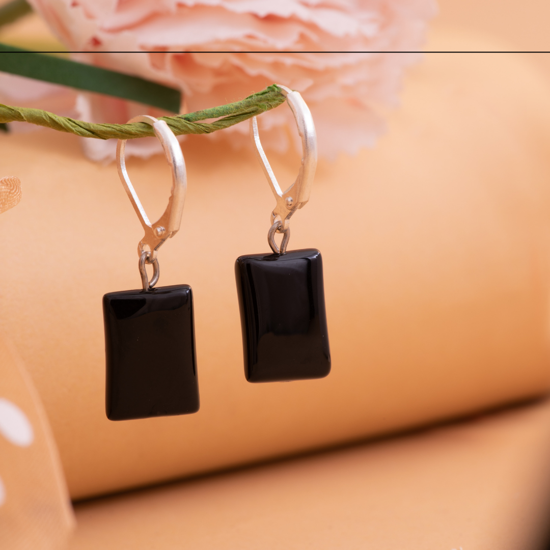 Black Flat Onyx Crystal Pendant Set