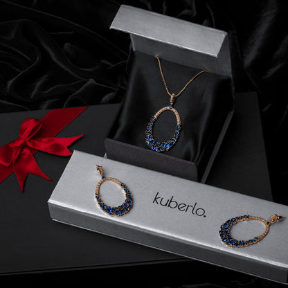 Gift Kanoor Blue Dangler Necklace Set - Kuberlo - Best Gift for - Imitation Jewellery - Designer Jewellery - one gram gold - fashion jewellery