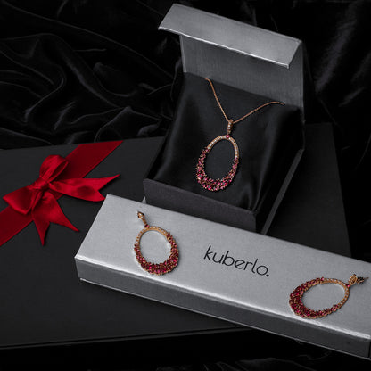 Gift Kanoor Ruby Dangler Necklace Set - Kuberlo - Best Gift for - Imitation Jewellery - Designer Jewellery - one gram gold - fashion jewellery
