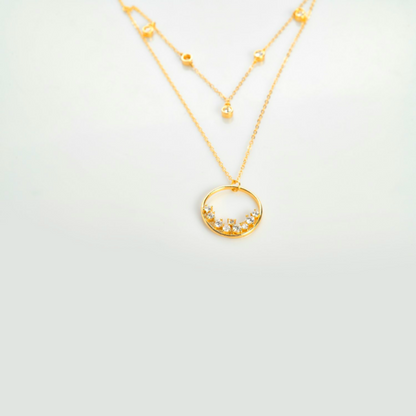 Double Chain Crystals Necklace - CA
