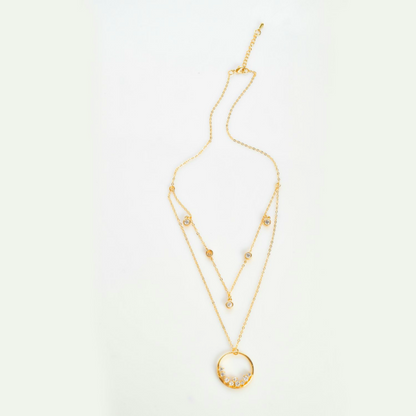 Double Chain Crystals Necklace - CA