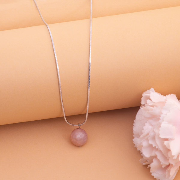 Light Pink Agate Crystal Pendant Set