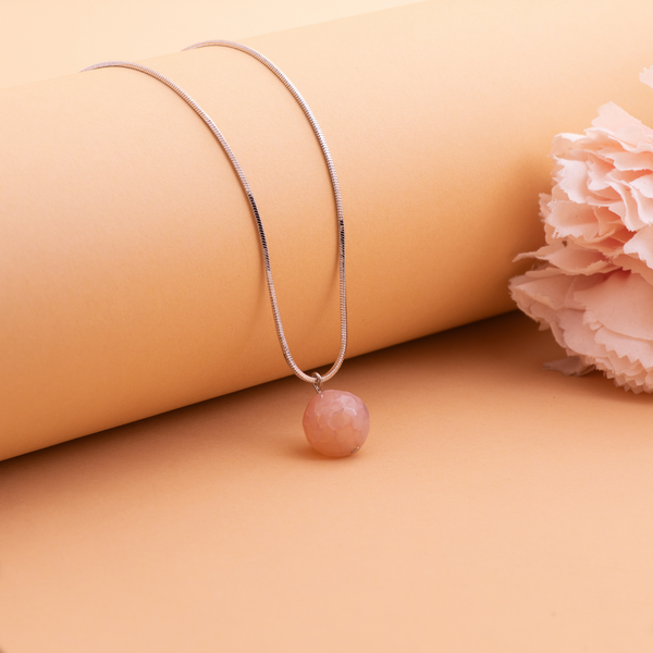 Light Pink Agate Crystal Pendant Set