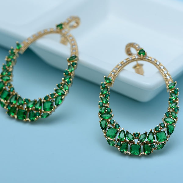 Gift Kanoor Emerald Dangler earrings - Kuberlo - Best Gift for - Imitation Jewellery - Designer Jewellery - one gram gold - fashion jewellery