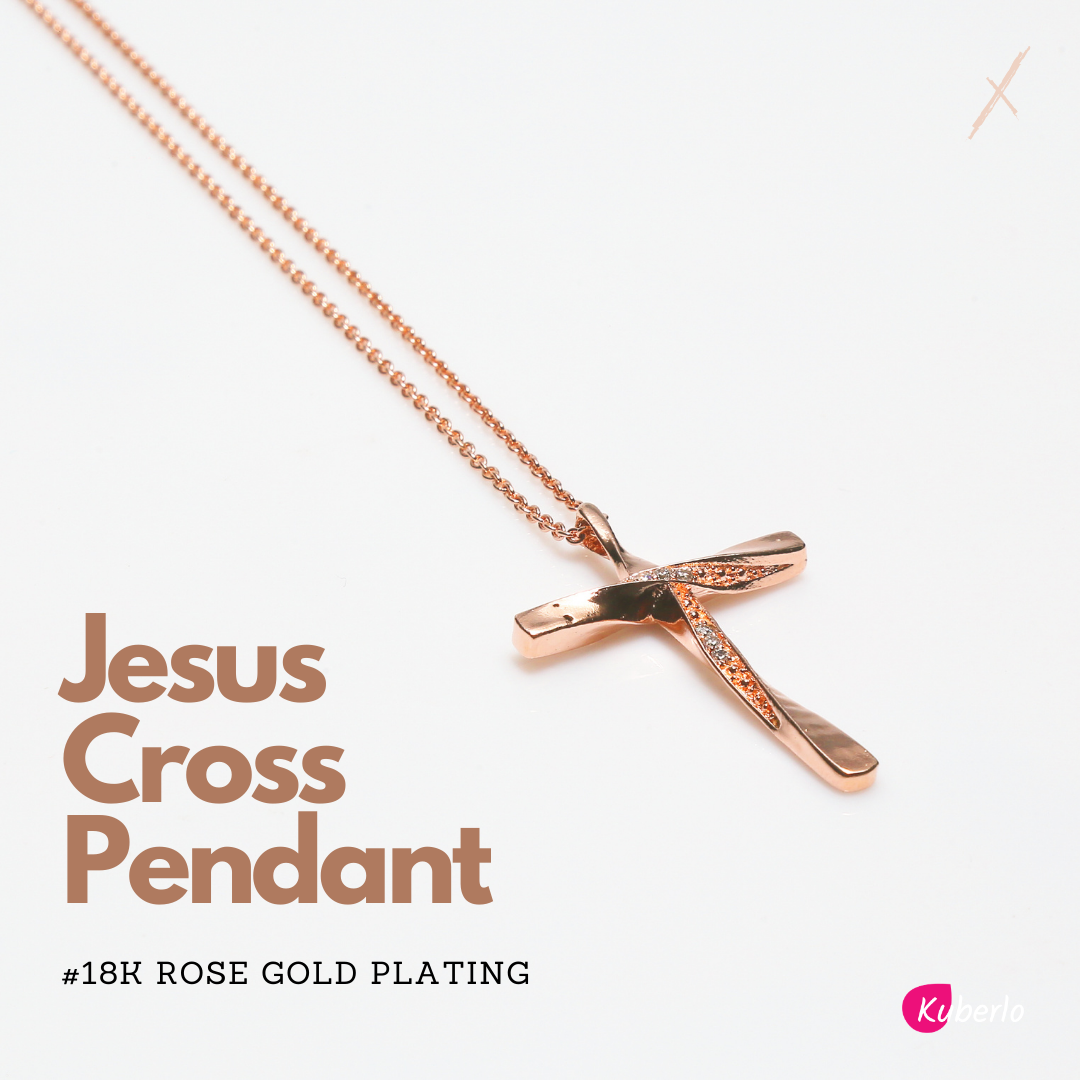 Jesus Cross Pendant - Rose Gold Plating