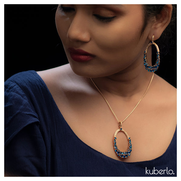 Gift Kanoor Dangler earrings  (Blue) - Kuberlo - Best Gift for - Imitation Jewellery - Designer Jewellery - one gram gold - fashion jewellery