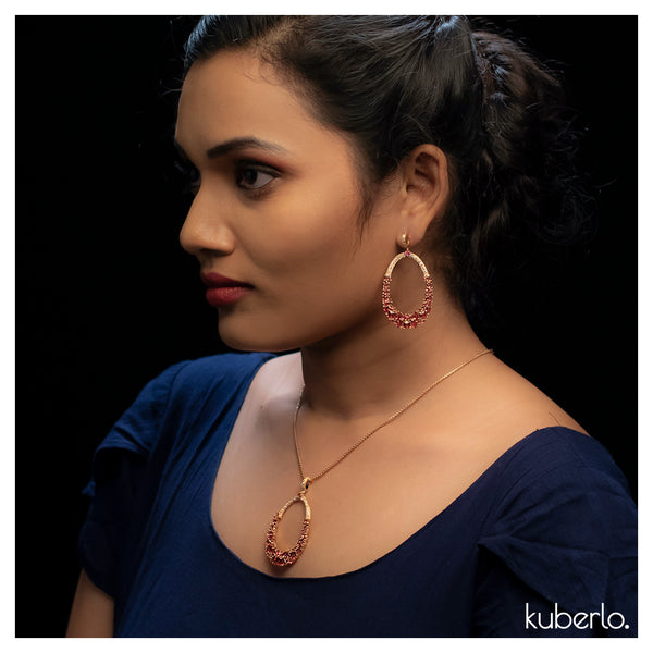 Kanoor Ruby Dangler Earrings - Kuberlo - Best Gift for - Imitation Jewellery - Designer Jewellery - one gram gold - fashion jewellery