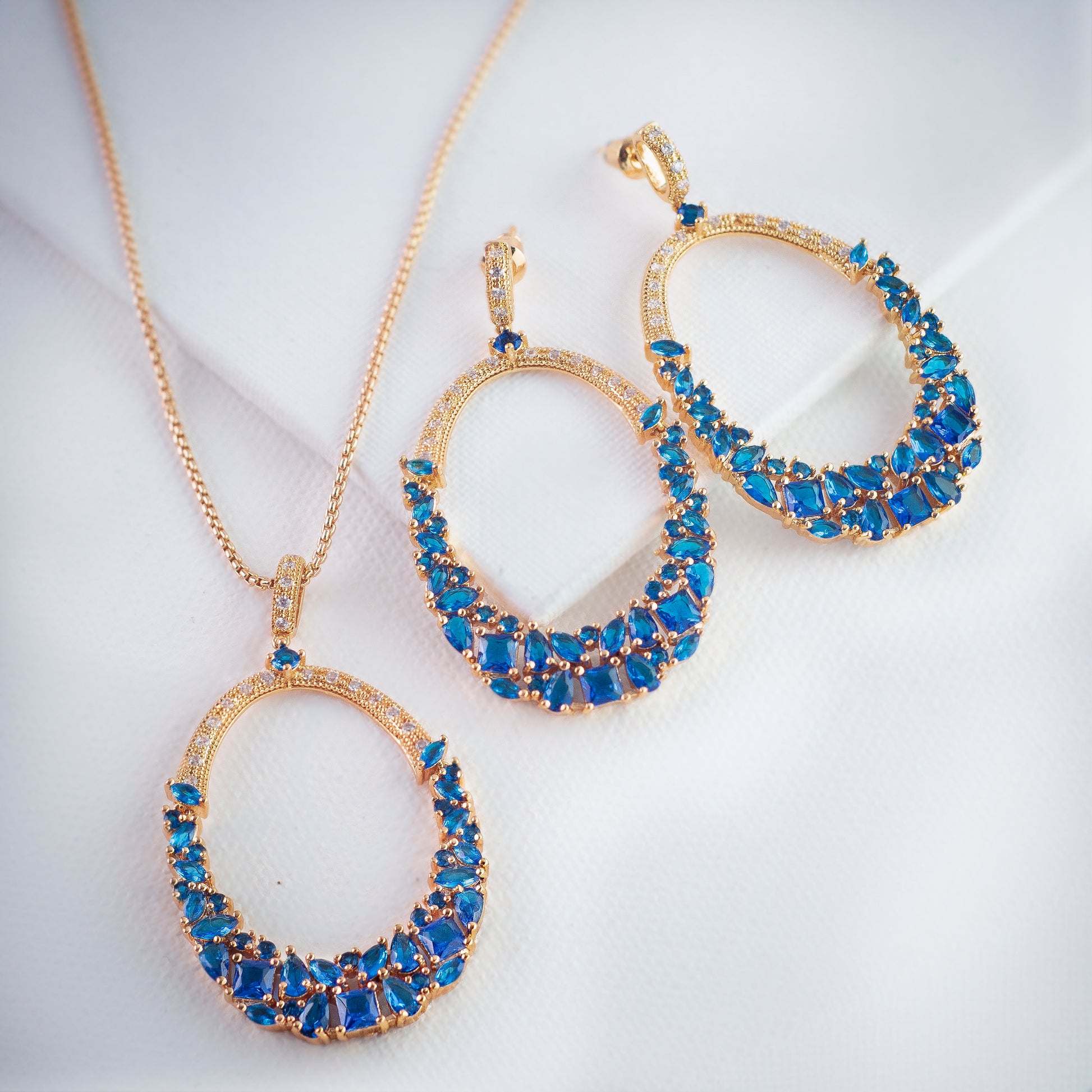 Gift Kanoor Blue Dangler Necklace Set - Kuberlo - Best Gift for - Imitation Jewellery - Designer Jewellery - one gram gold - fashion jewellery