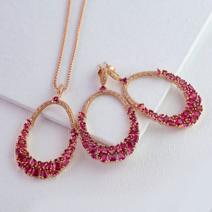 Gift Kanoor Ruby Dangler Necklace Set - Kuberlo - Best Gift for - Imitation Jewellery - Designer Jewellery - one gram gold - fashion jewellery