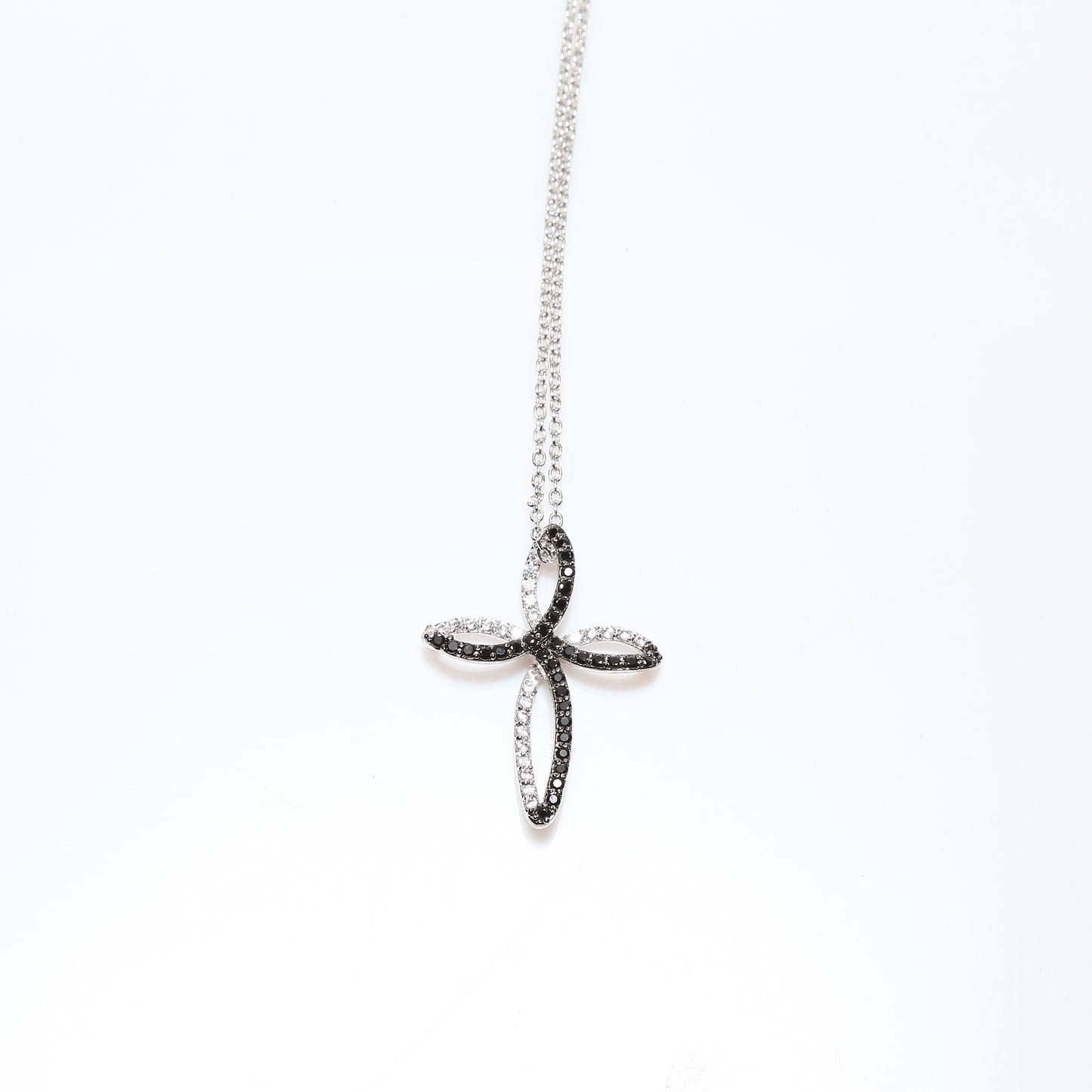 Jesus Cross Pendant (Black Crystals)