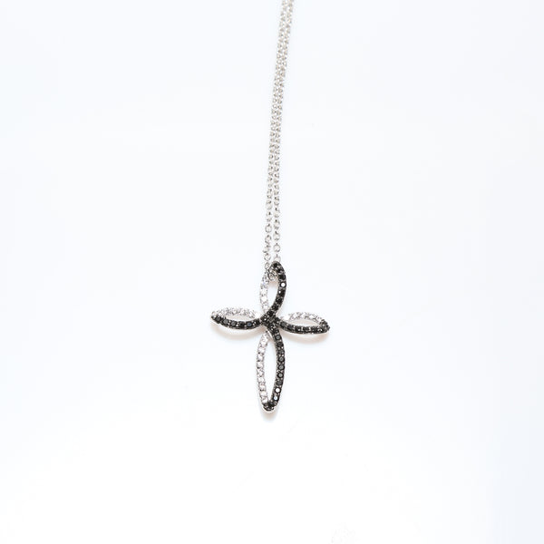 Jesus Cross Pendant (Black Crystals)